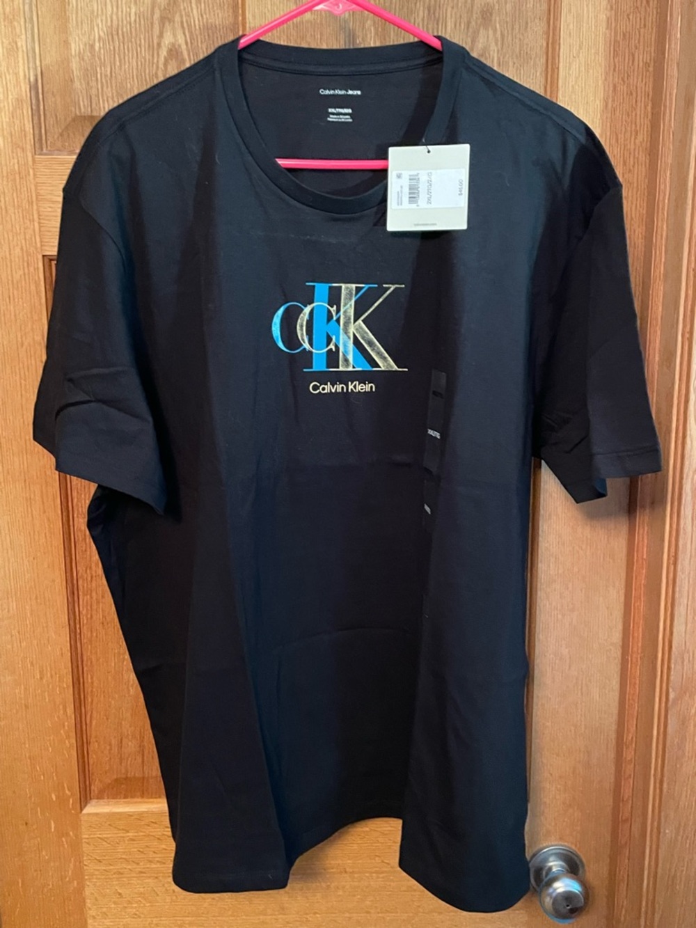 Calvin Klein Men's Black Logo Crew Neck T‑Shirt